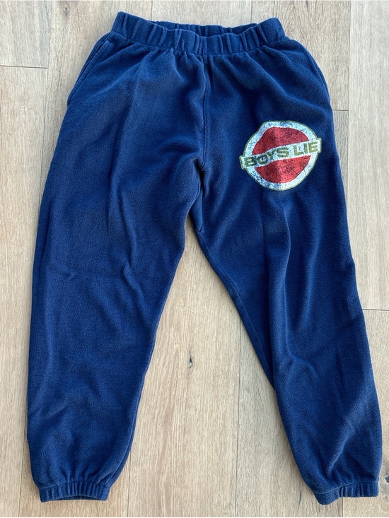 Boys Lie Pants - Boys Lie Navy Jogger Sweatpants with Red Logo Patch